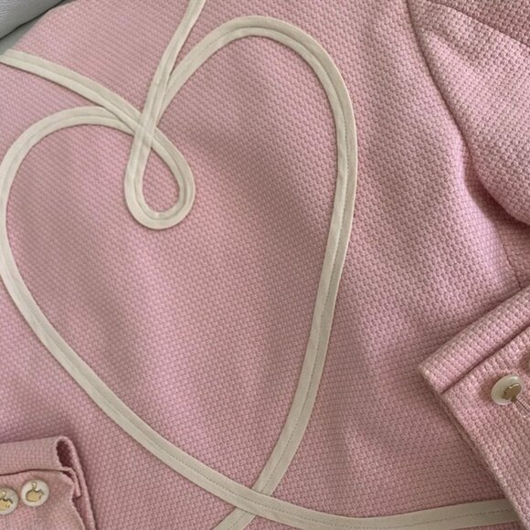 MOSCHINO Couture Italy Pink Jacket IVORY WHITE HEART TRIM USA 4 IT38 BOLERO - Picture 16 of 16